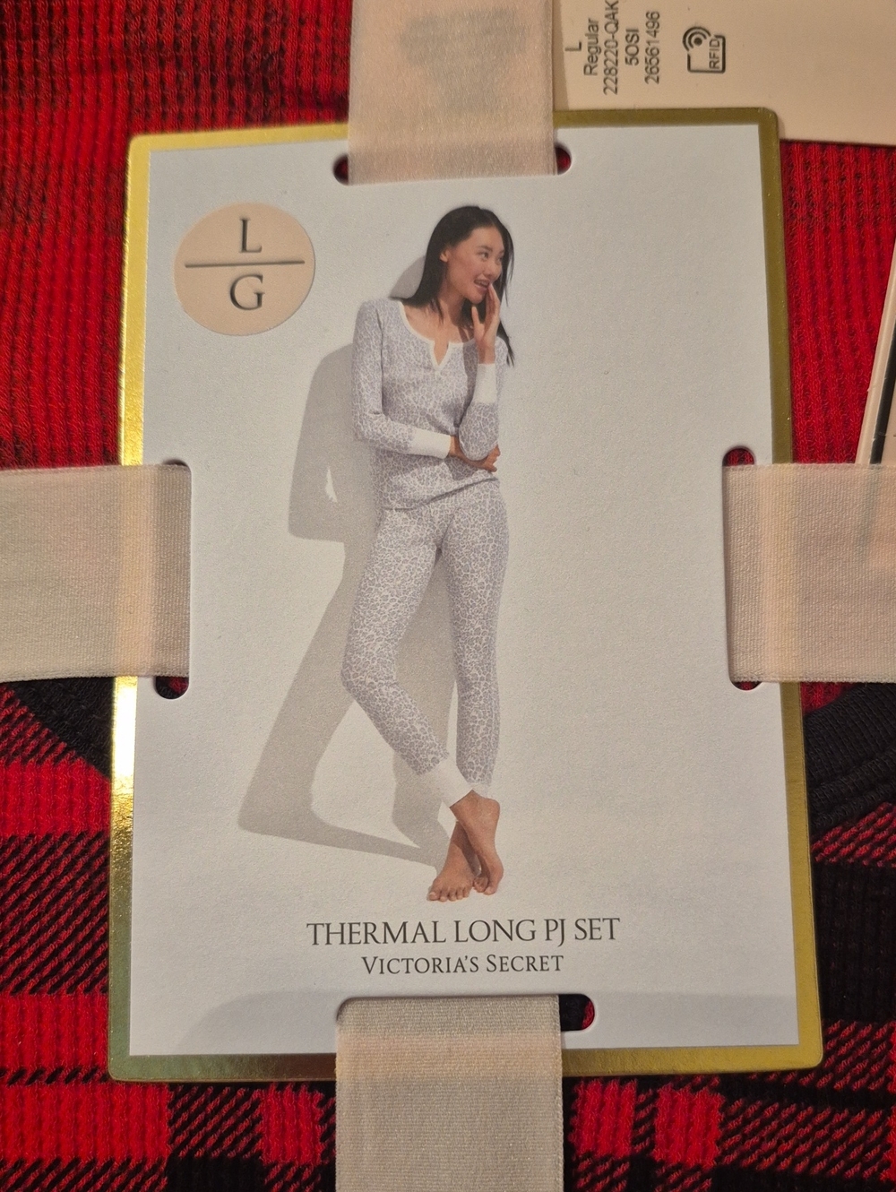 Victoria's Secret Red Plaid Thermal Long PJ Set